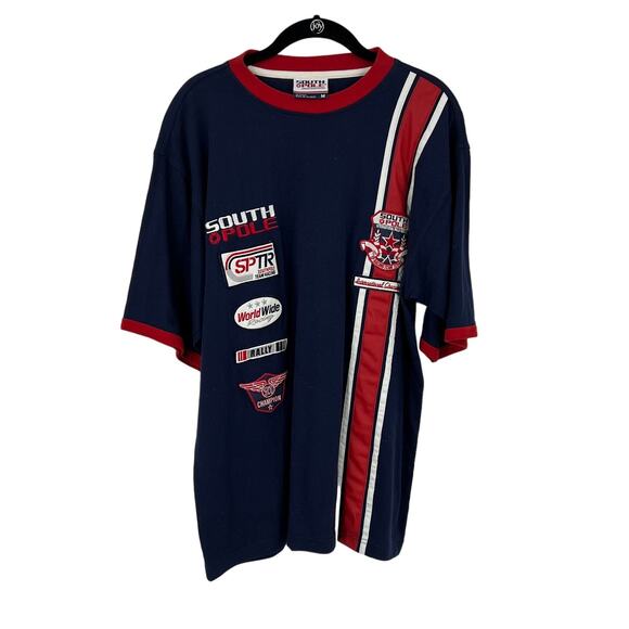 South Pole Navy Blue Authentic Racing Collection T-shirt W Patches Men's Medium - Picture 1 of 9